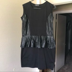 Black mini dress w/ faux leather